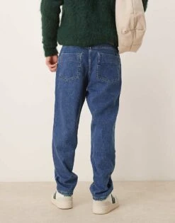 Mango Relaxed Fit Straight Leg Jeans In Dark Blue For Men Mid Blue -Modern Menswear 207544163 3