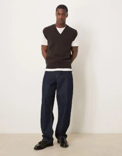 Mango V-neck Sweater Vest In Dark Brown For Men 9 Mango V-neck Sweater Vest In Dark Brown For Men -Modern Menswear 207544180 3