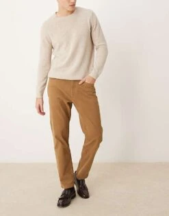 Mango Regular Fit Cord Trousers In Mid Brown For Men