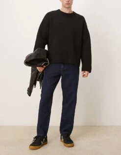 Mango Relaxed Fit Straight Leg Jeans In Dark Blue For Men