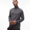 Mango Fine Knit Turtle Neck Long Sleeve Jumper In Grey For Men -Modern Menswear 207715502 1 grey