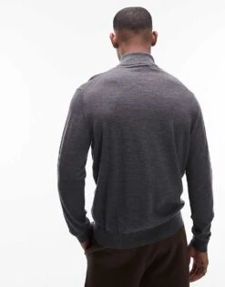 Mango Fine Knit Turtle Neck Long Sleeve Jumper In Grey For Men -Modern Menswear 207715502 4