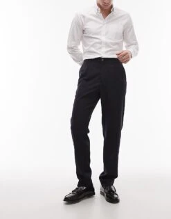 Mango Wool Blend Slim Fit Trouser In Navy For Men