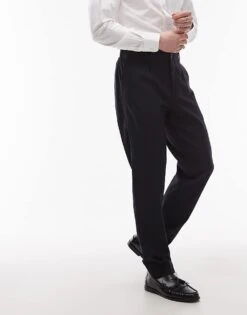 Mango Wool Blend Slim Fit Trouser In Navy For Men -Modern Menswear 207715513 3