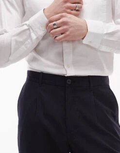 Mango Wool Blend Slim Fit Trouser In Navy For Men -Modern Menswear 207715513 5