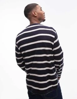 Mango Long Sleeved Stripe T-shirt In Black And White For Men -Modern Menswear 207715519 3