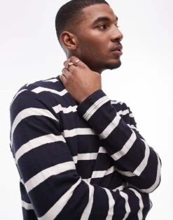 Mango Long Sleeved Stripe T-shirt In Black And White For Men -Modern Menswear 207715519 4