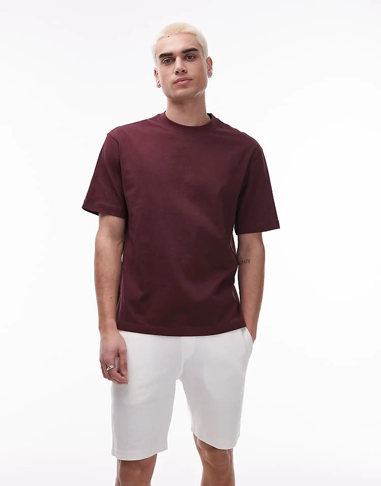 Mango Premium Cotton Regular T-shirt In Burgundy For Men 3 Mango Premium Cotton Regular T-shirt In Burgundy For Men