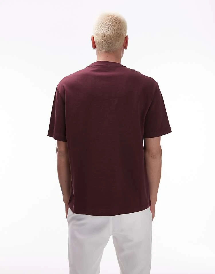 Mango Premium Cotton Regular T-shirt In Burgundy For Men 6 Mango Premium Cotton Regular T-shirt In Burgundy For Men - Image 4