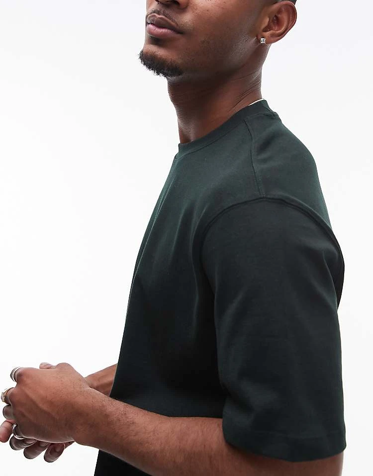 Mango Premium Cotton Regular T-shirt In Dark Green For Men 5 Mango Premium Cotton Regular T-shirt In Dark Green For Men - Image 3