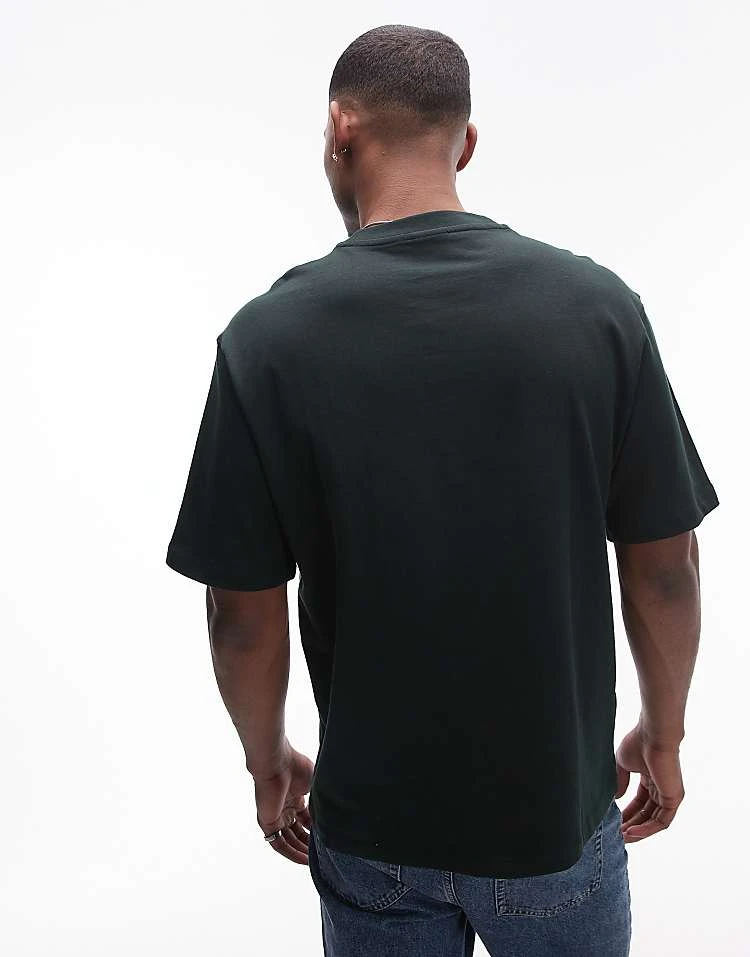 Mango Premium Cotton Regular T-shirt In Dark Green For Men 6 Mango Premium Cotton Regular T-shirt In Dark Green For Men - Image 4