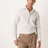 Mango Thin Brown Stripe Shirt In White For Men -Modern Menswear 207804445 1 white