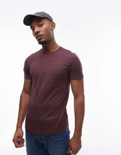 Mango Basic Short Sleeve T-shirt -Modern Menswear 207804446 1 burgundy