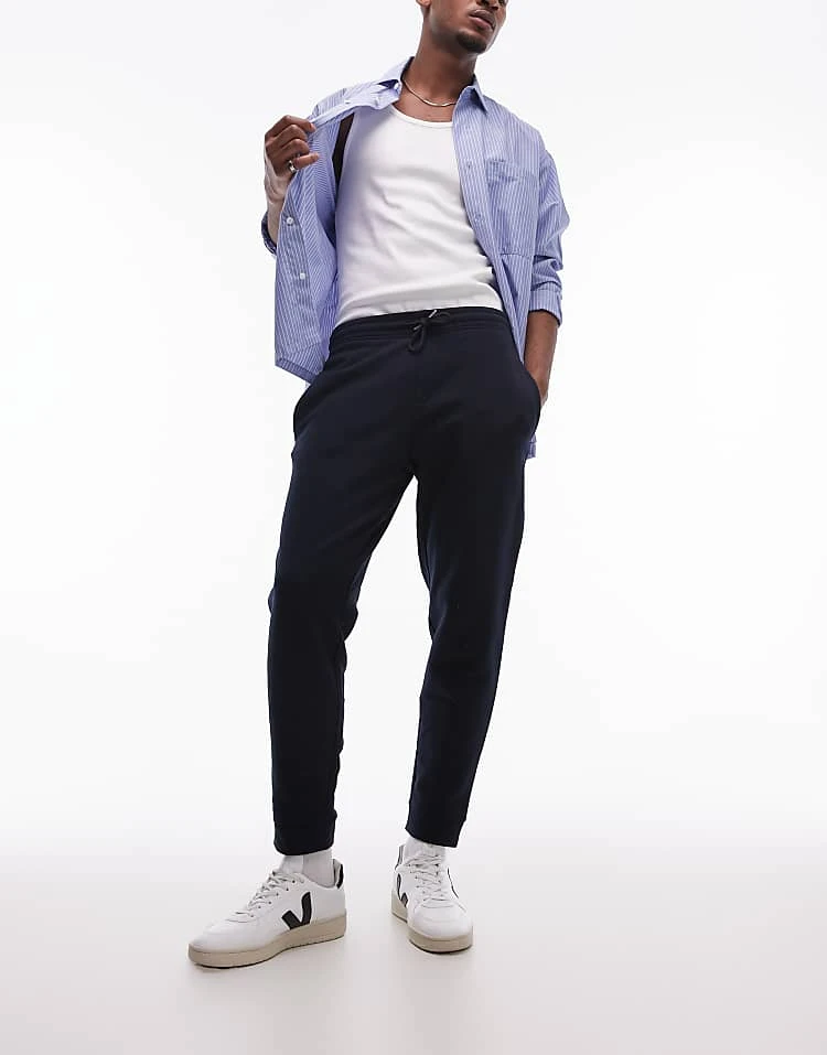 Mango Drawstring Slim Fit Joggers In Navy For Men 6 Mango Drawstring Slim Fit Joggers In Navy For Men - Image 4