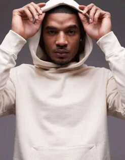 Mango Hoodie In Ecru For Men