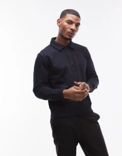 Mango Button Up Sweatshirt In Navy For Men