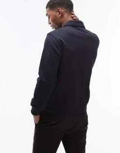 Mango Button Up Sweatshirt In Navy For Men -Modern Menswear 207833675 4