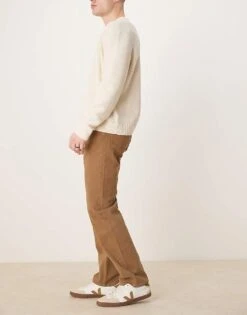 Mango Straight Fit Vintage Washed Jeans In Light Brown For Men Tan -Modern Menswear 207833776 3