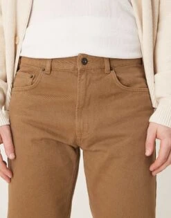 Mango Straight Fit Vintage Washed Jeans In Light Brown For Men Tan -Modern Menswear 207833776 5