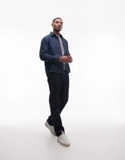 Mango Denim Overshirt In Dark Blue For Men