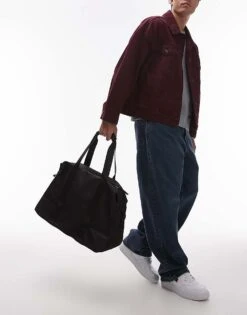 Mango Duffle Bag With Removable Strap Inblack For Men