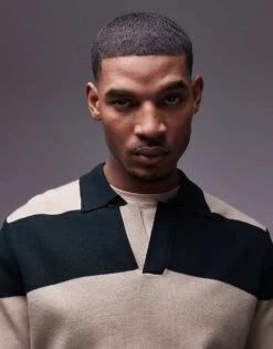 Mango Rugby Polo Shirt In Green & Beige Stripe For Men -Modern Menswear 207884780 4