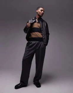 Mango Rugby Polo Shirt In Brown & Navy Stripe For Men -Modern Menswear 207884796 3