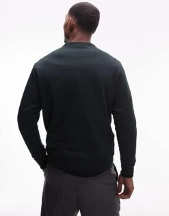 Mango Crew Neck Sweatshirt In Dark Green For Men -Modern Menswear 207884844 3