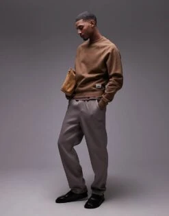 Mango Crew Neck Sweatshirt In Tan For Men