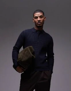 Mango Polo Sweatshirt In Navy For Men -Modern Menswear 207889304 1 navy 1