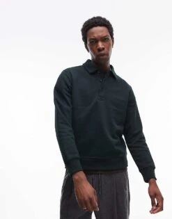 Mango Polo Sweatshirt In Dark Green For Men -Modern Menswear 207889311 1 green 1