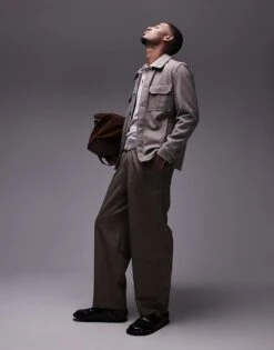 Mango Shacket In Grey For Men Brown -Modern Menswear 207889333 1 brown 1