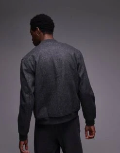 Mango Wool Mix Bomber Jacket In Charcoal For Men -Modern Menswear 207889347 4