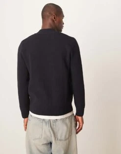 Mango Wool Mix Cardigan In Navy For Men -Modern Menswear 207889375 4