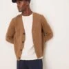 Mango Wool Mix Cardigan In Tan For Men
