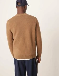 Mango Wool Mix Cardigan In Tan For Men -Modern Menswear 207889394 4