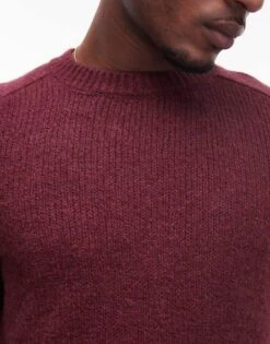 Mango Soft Touch Wool Mix Sweater In Burgundy For Men -Modern Menswear 207889439 4