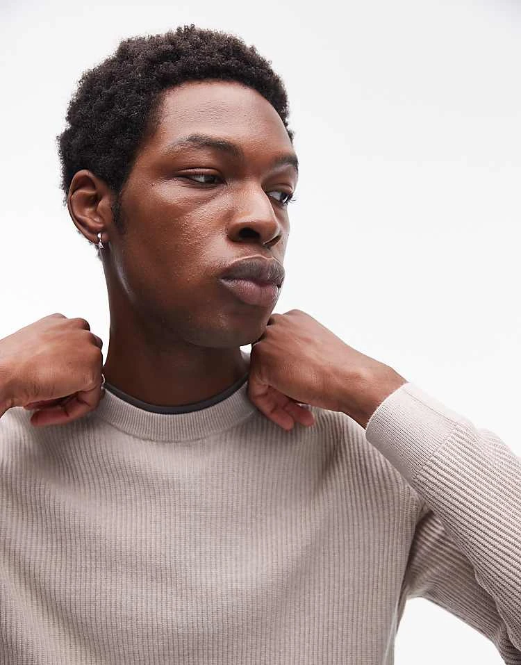 Mango Round Neck Jumper In Beige For Men Ecru 4 Mango Round Neck Jumper In Beige For Men Ecru - Image 2