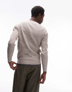 Mango Round Neck Jumper In Beige For Men Ecru 10 Mango Round Neck Jumper In Beige For Men Ecru -Modern Menswear 207889480 4