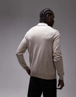 Mango Collar Detail Jumper In Beige For Men Ecru -Modern Menswear 207891522 3