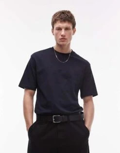 Mango Premium Cotton Regular T-shirt In Navy For Men -Modern Menswear 207891535 1 navy 1