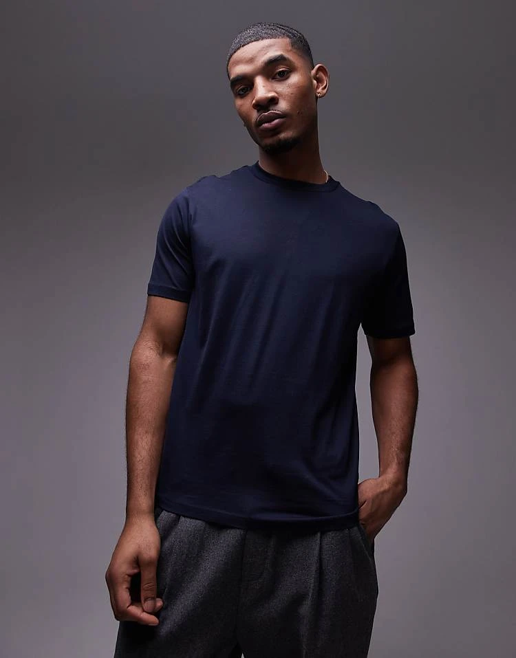 Mango Premium T-shirt In Navy For Men 3 Mango Premium T-shirt In Navy For Men
