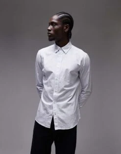 Mango Regular Fit Striped Shirt In White For Men
