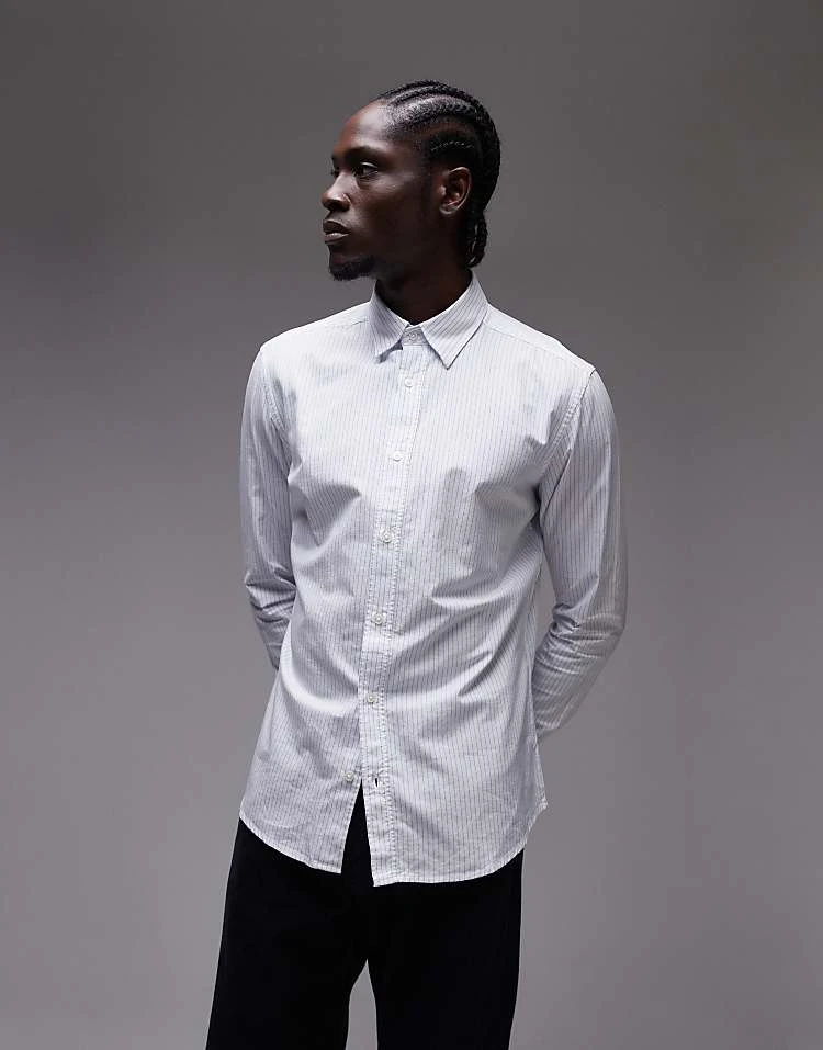 Mango Regular Fit Striped Shirt In White For Men 3 Mango Regular Fit Striped Shirt In White For Men