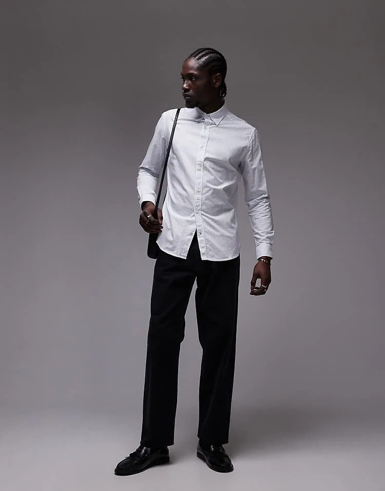 Mango Regular Fit Striped Shirt In White For Men 4 Mango Regular Fit Striped Shirt In White For Men - Image 2