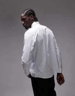 Mango Regular Fit Striped Shirt In White For Men 9 Mango Regular Fit Striped Shirt In White For Men -Modern Menswear 207891652 3