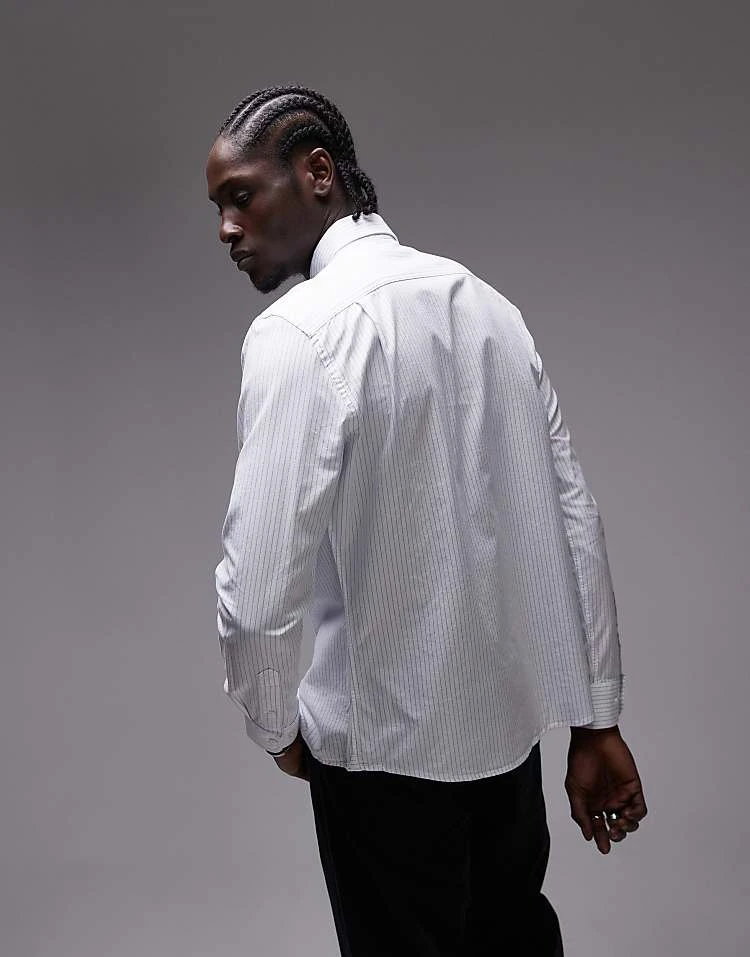 Mango Regular Fit Striped Shirt In White For Men 5 Mango Regular Fit Striped Shirt In White For Men - Image 3