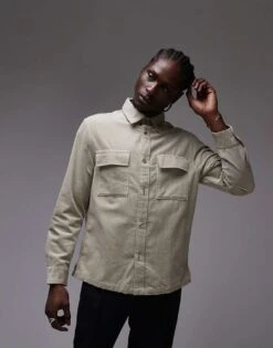 Mango Cord Shirt In Pale Green For Men -Modern Menswear 207891661 1 palegreen 1