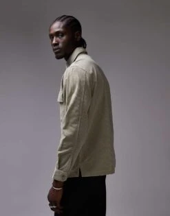 Mango Cord Shirt In Pale Green For Men -Modern Menswear 207891661 3
