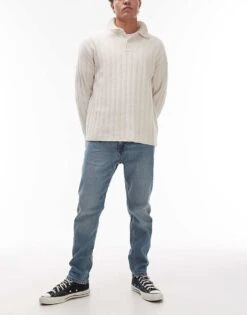 Mango Relaxed Slim Fit Jeans In Mid Washed Blue For Men Mid Blue -Modern Menswear 207892376 1 midblue 1